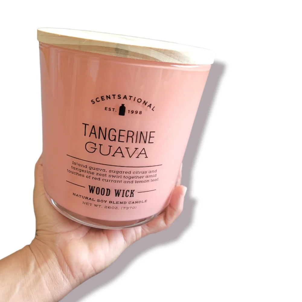 Scentsational Tangerine Guava Double Wood Wick Natural Soy Candle, 26oz - Picture 6 of 6